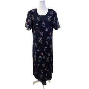 Kamali & Co Floral Crinkle Texture Midi Dress Size Large